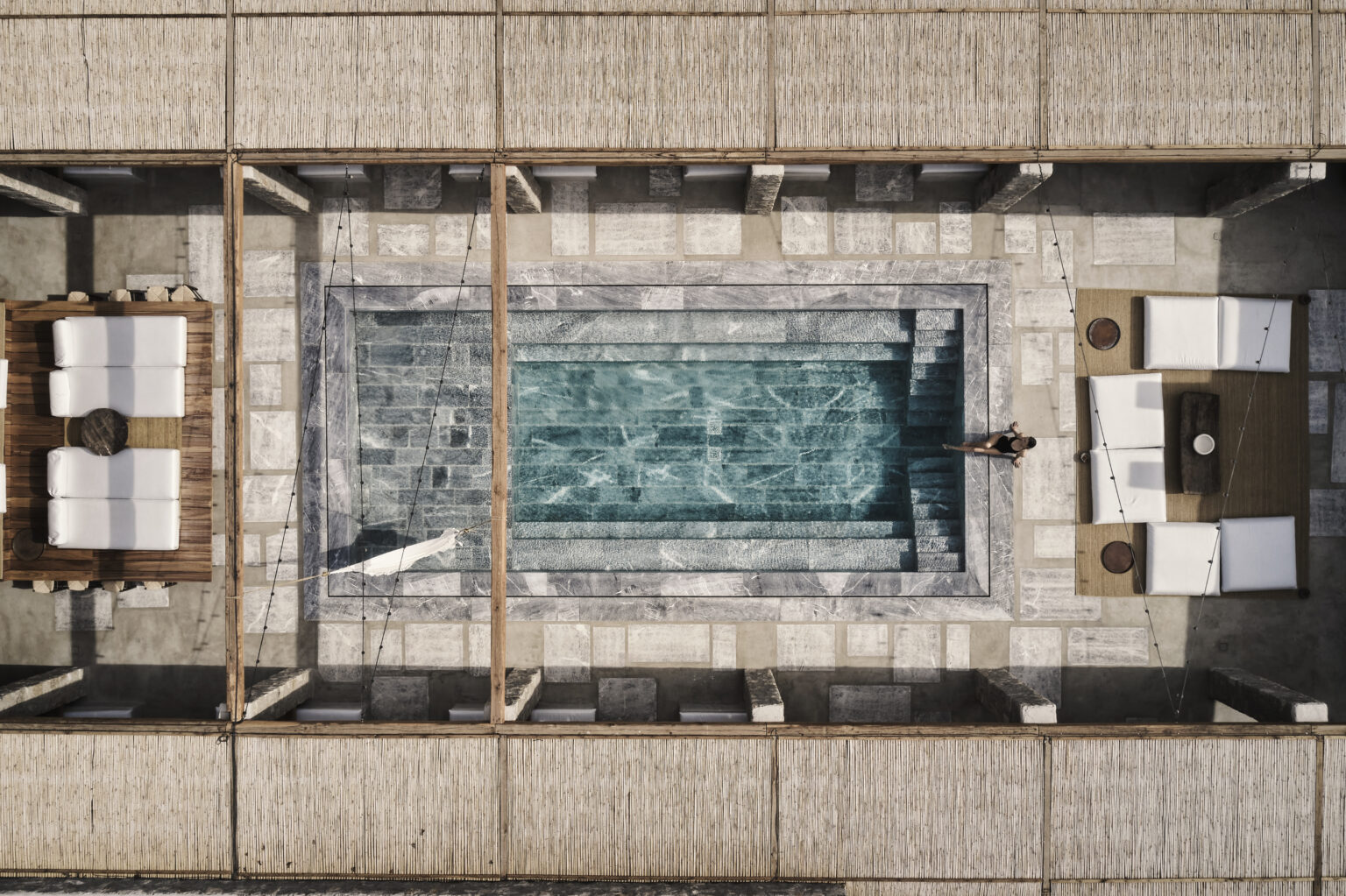 Select Green Hotels Nomad Mykonos pool from Birds Eye view